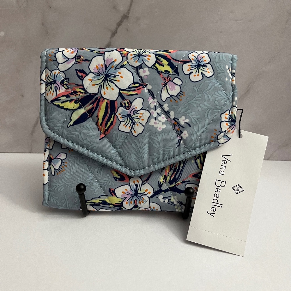 NWT Vera Bradley Cherry Blossoms Ultralight RFID Mini Trifold Wallet